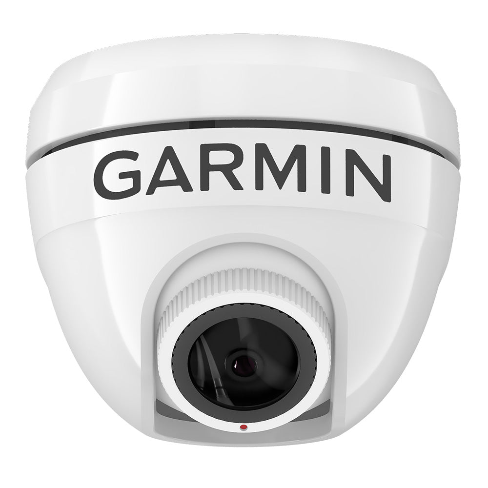 White Garmin GC 245 Surface Mount Network Video Camera showing its sleek design and mounting bracket.