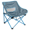 TRAPSKI Coleman Kickback Breeze camping chair in blue with armrests and mesh back for outdoor relaxation.