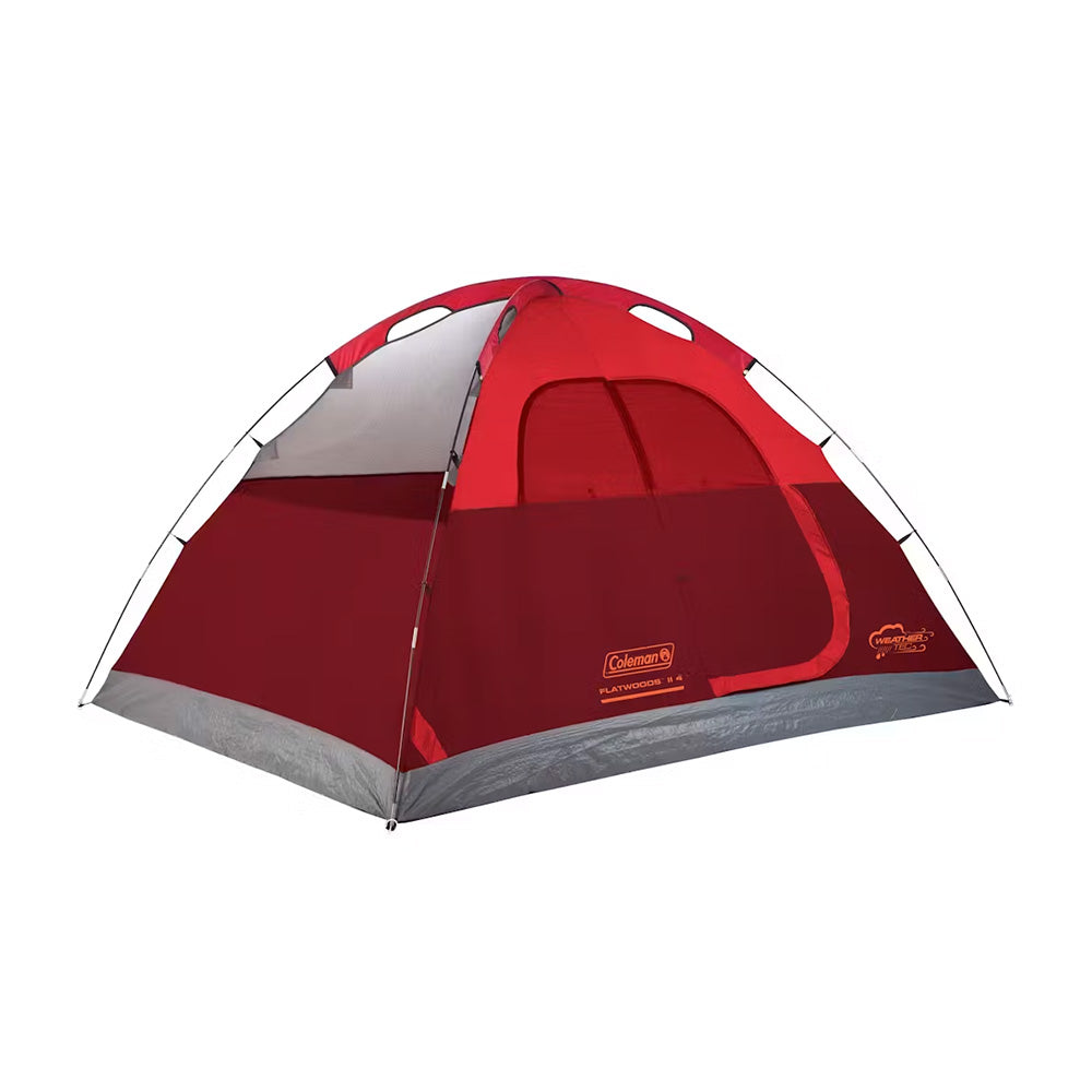 Coleman 4-Person Flatwoods II Lightweight Dome Camping Tent - Red - OVERLANDERS Outfitter