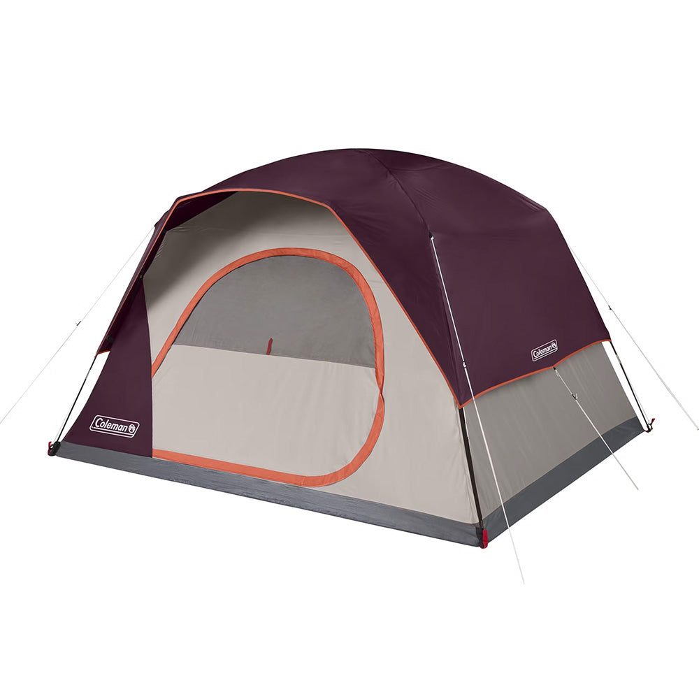 Blackberry Coleman 6-Person Skydome Camping Tent by TRAPSKI, shown set up with open door and mesh windows.