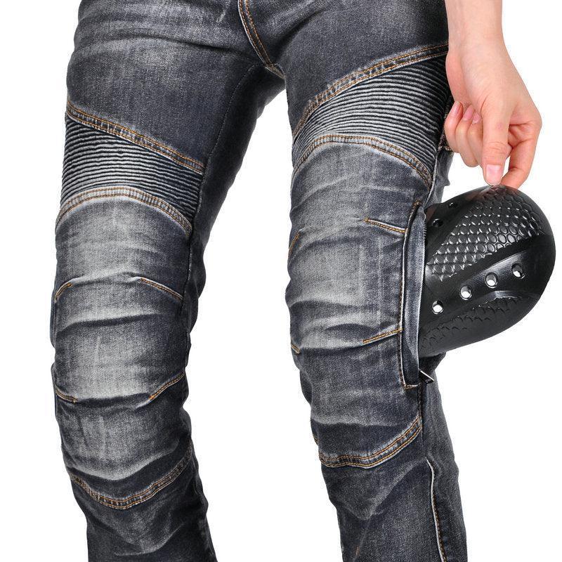 Women's VOLERO™ Wave Guard Kevlar motorcycle jeans by Bean's Moto Booth, featuring durable denim and protective Kevlar panels.