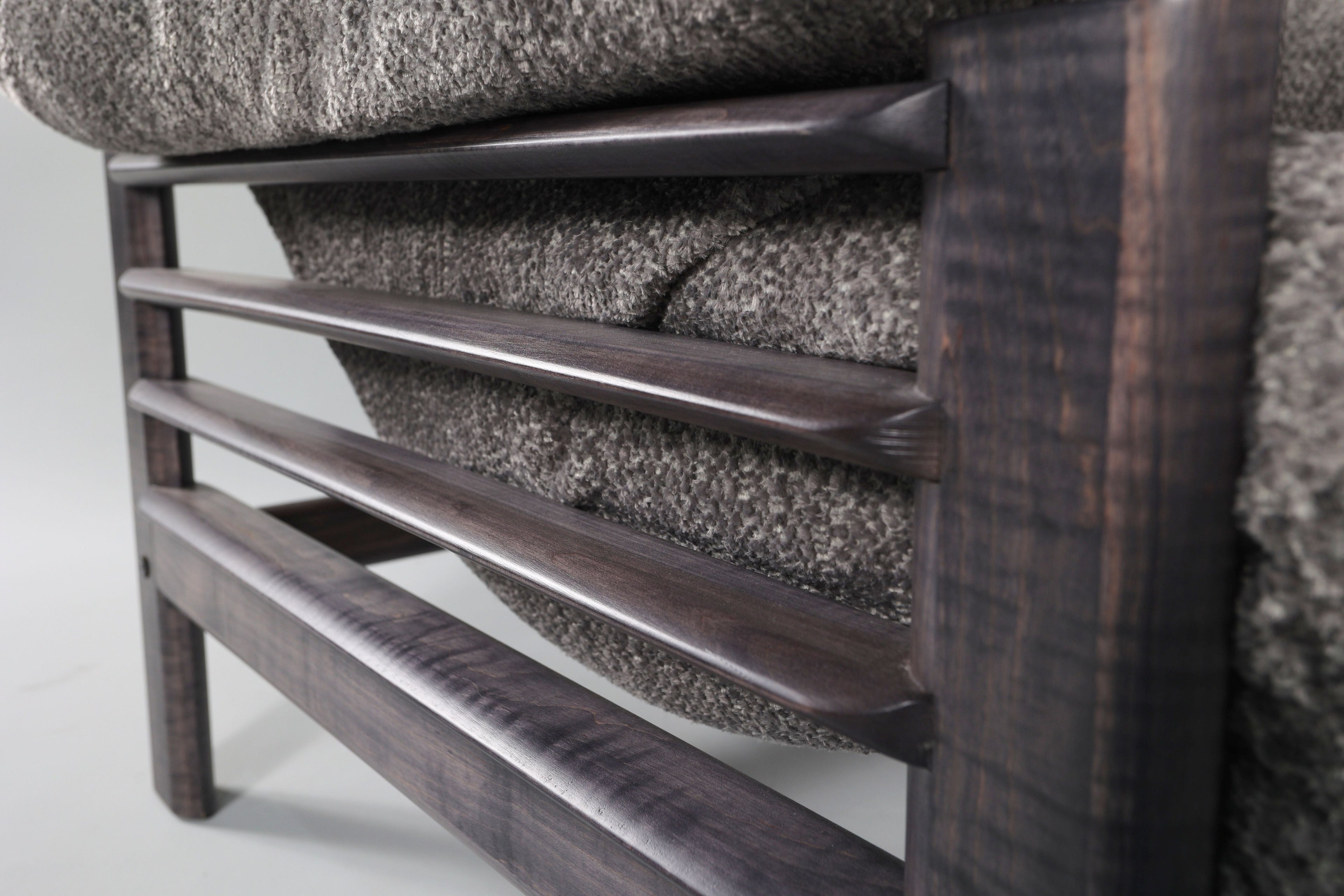 Chair & Ottoman – Taye with Tiger Maple Arms (Grey) - We The Collective