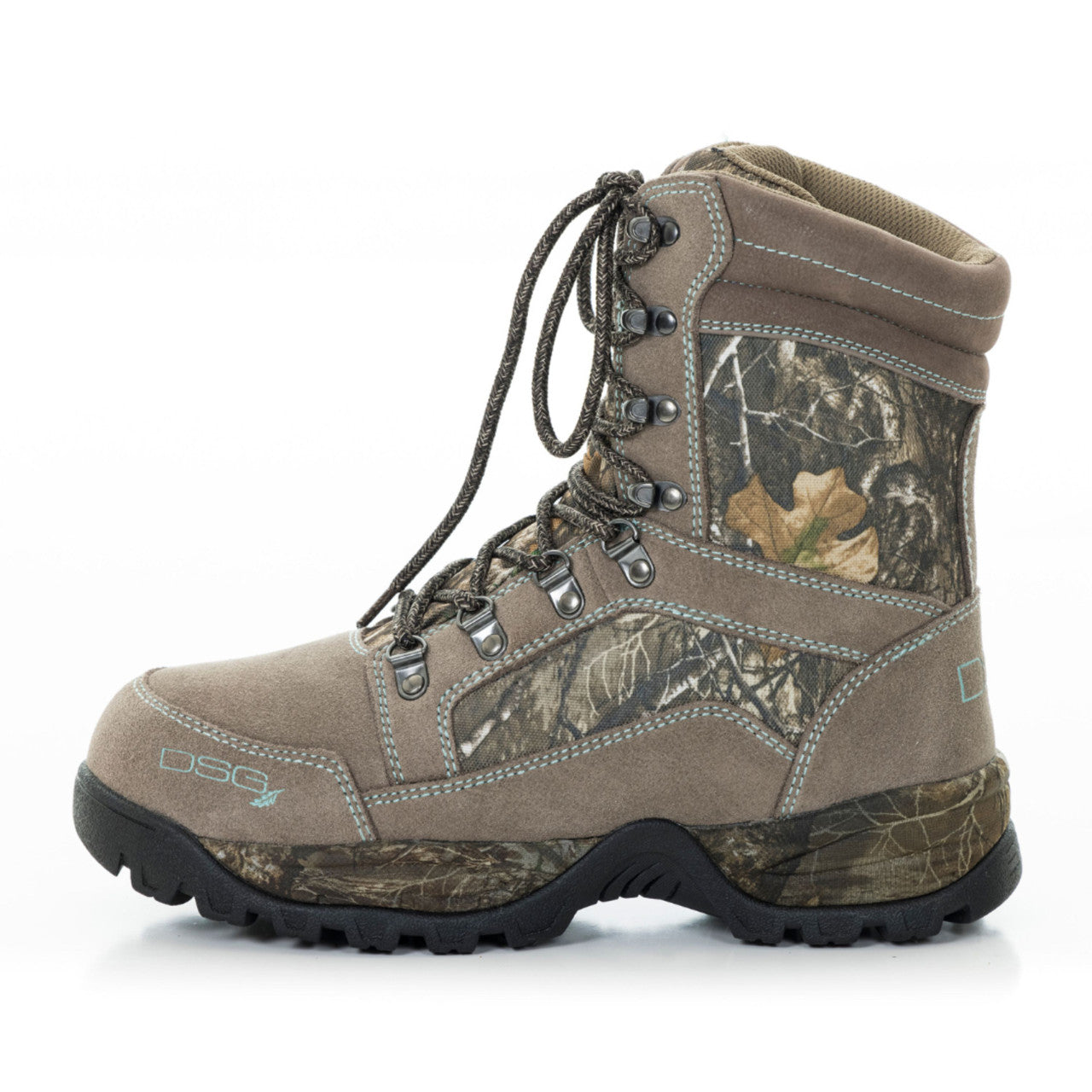 Realtree Edge® lace-up hunting boots with 600g insulation by DSG Outerwear, featuring rugged design and durable outdoor materials.