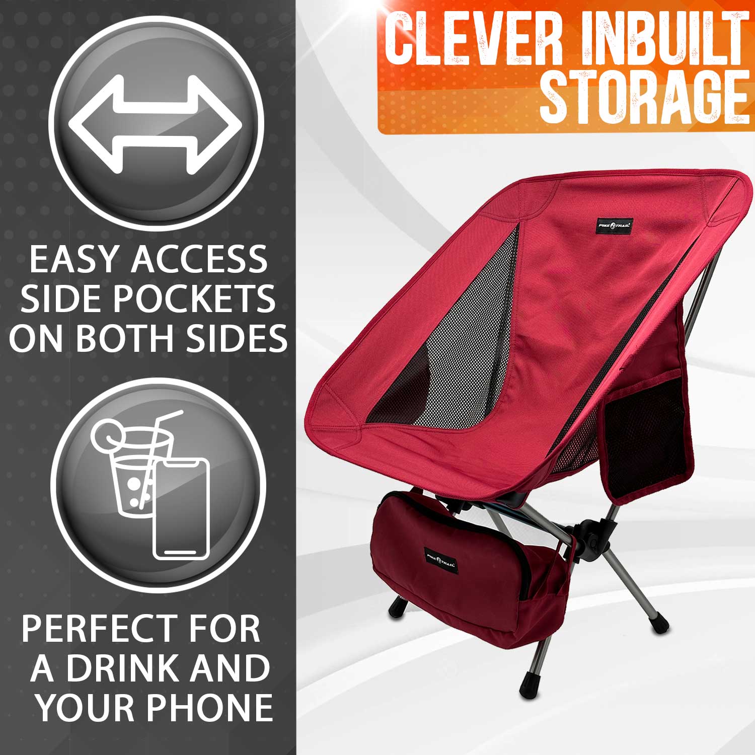 Pike Trail ultralight compact outdoor camping tailgate beach chair with padded seat and backrest, foldable for portable outdoor use