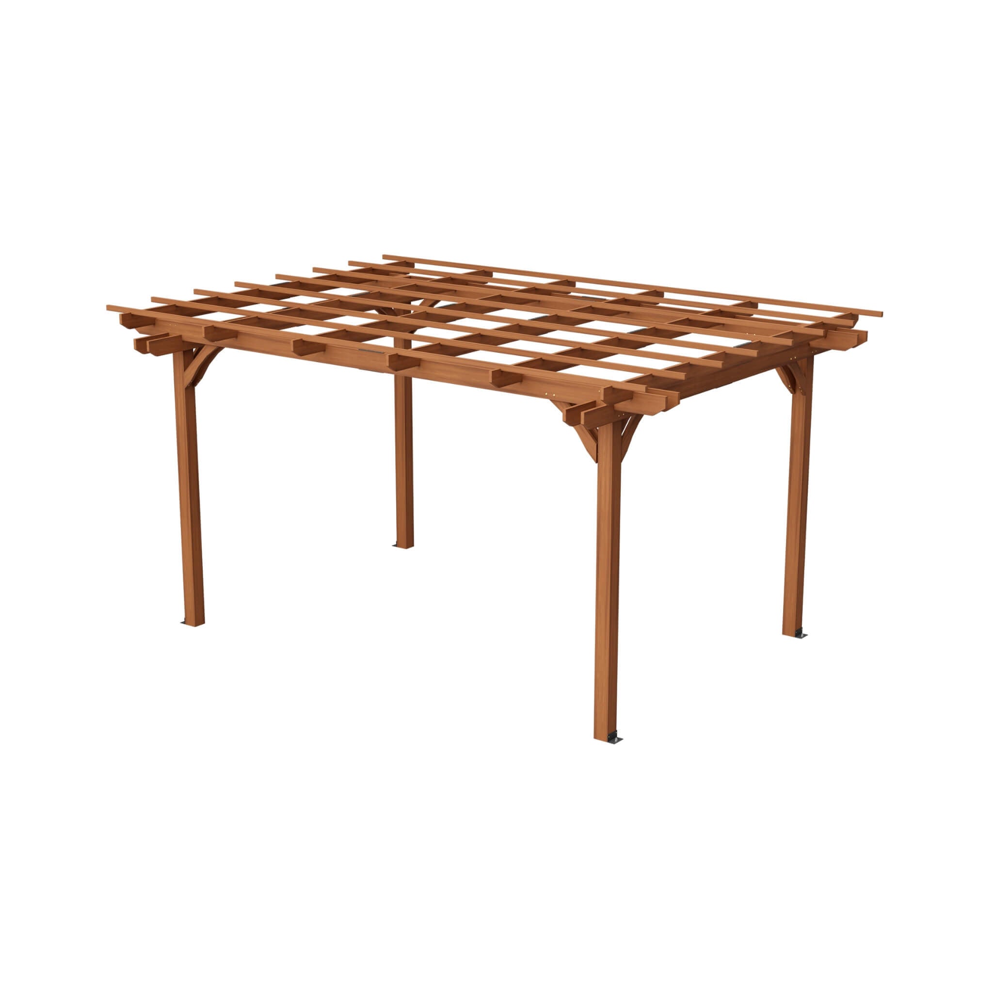 Top view of the 10x12ft SAKSBY WHOLESALE wooden grape pergola, showcasing its weather-resistant design and spacious structure.