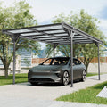 Heavy-duty 10x16ft outdoor driveway pergola with aluminum frame and polycarbonate panels, ideal for carports.