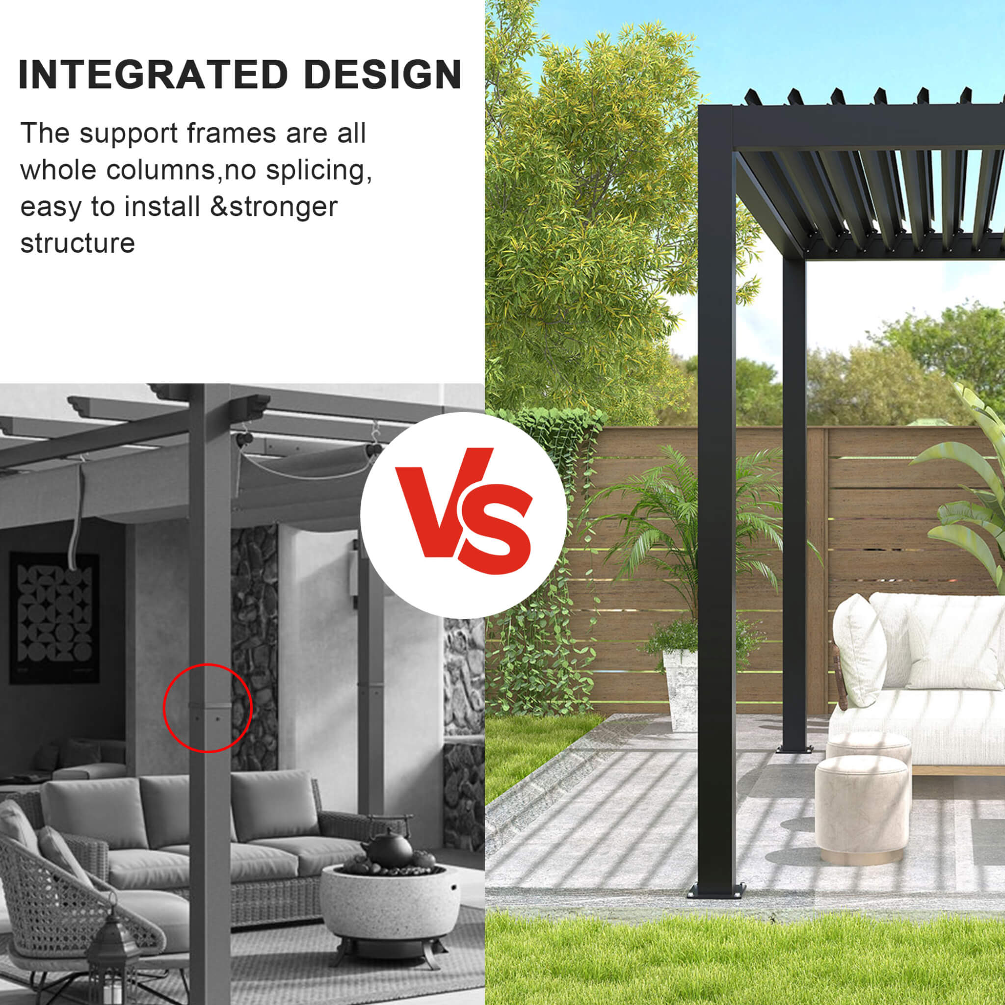 [10X19FT] Alora Modern Durable All-Weather Outdoor Pergola With Aluminum Frame And Steel Louvers (SAK32691) - We The Collective