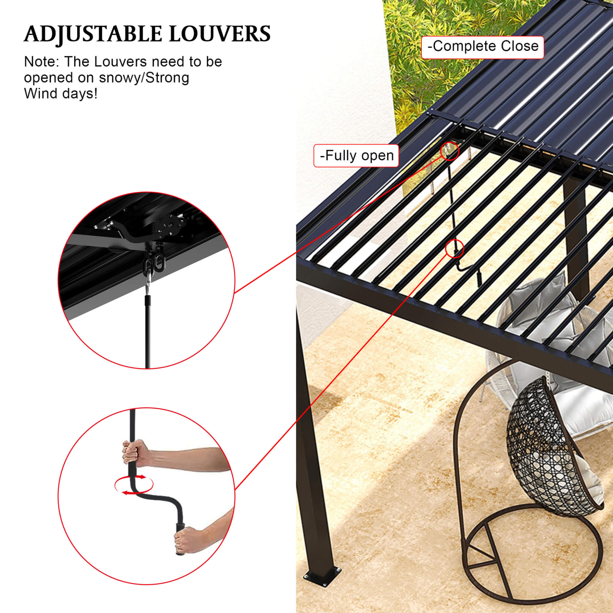 [10X19FT] Alora Modern Durable All-Weather Outdoor Pergola With Aluminum Frame And Steel Louvers (SAK32691) - We The Collective