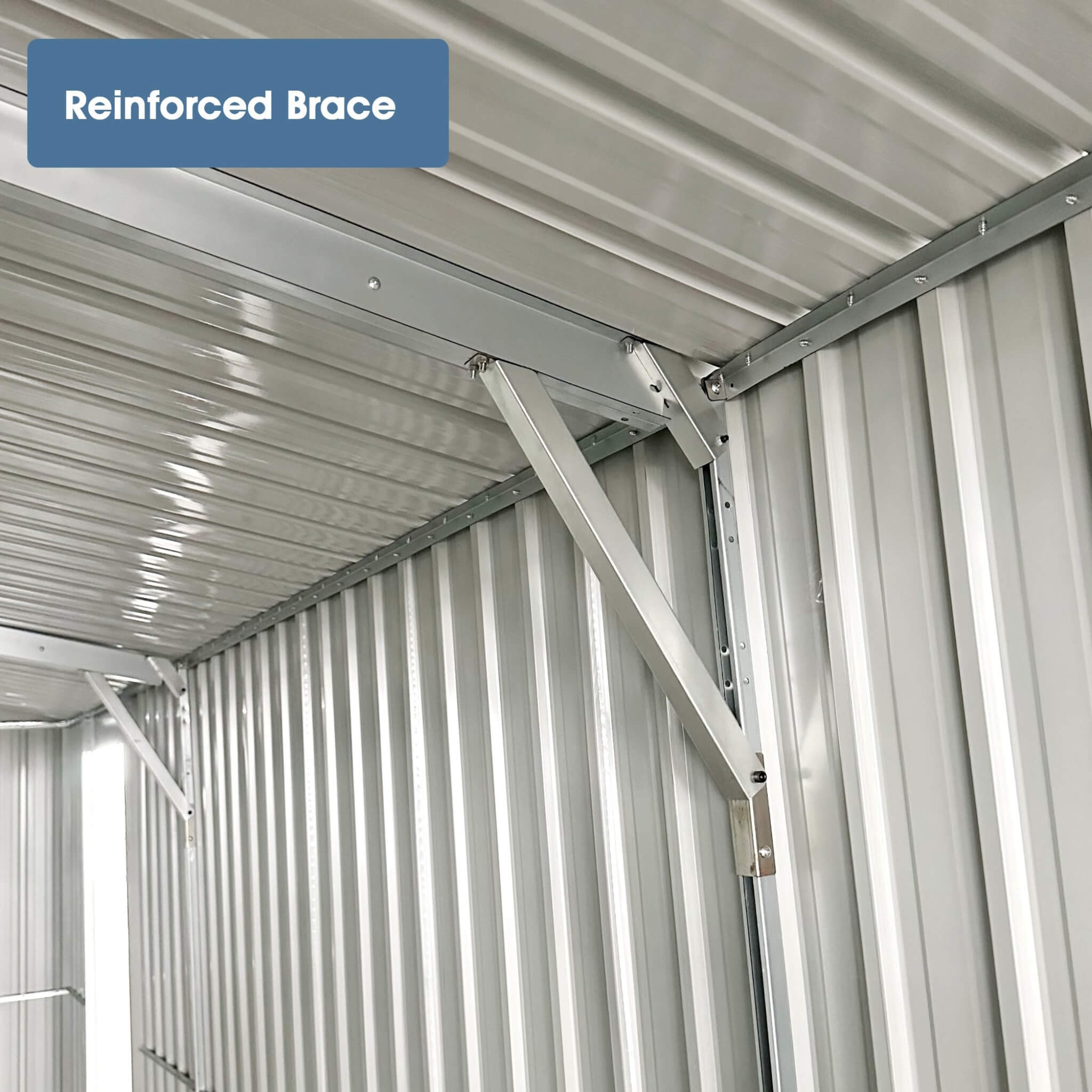 Heavy-duty 10x20ft outdoor storage shed with air vents and reinforced brace by SAKSBY WHOLESALE.