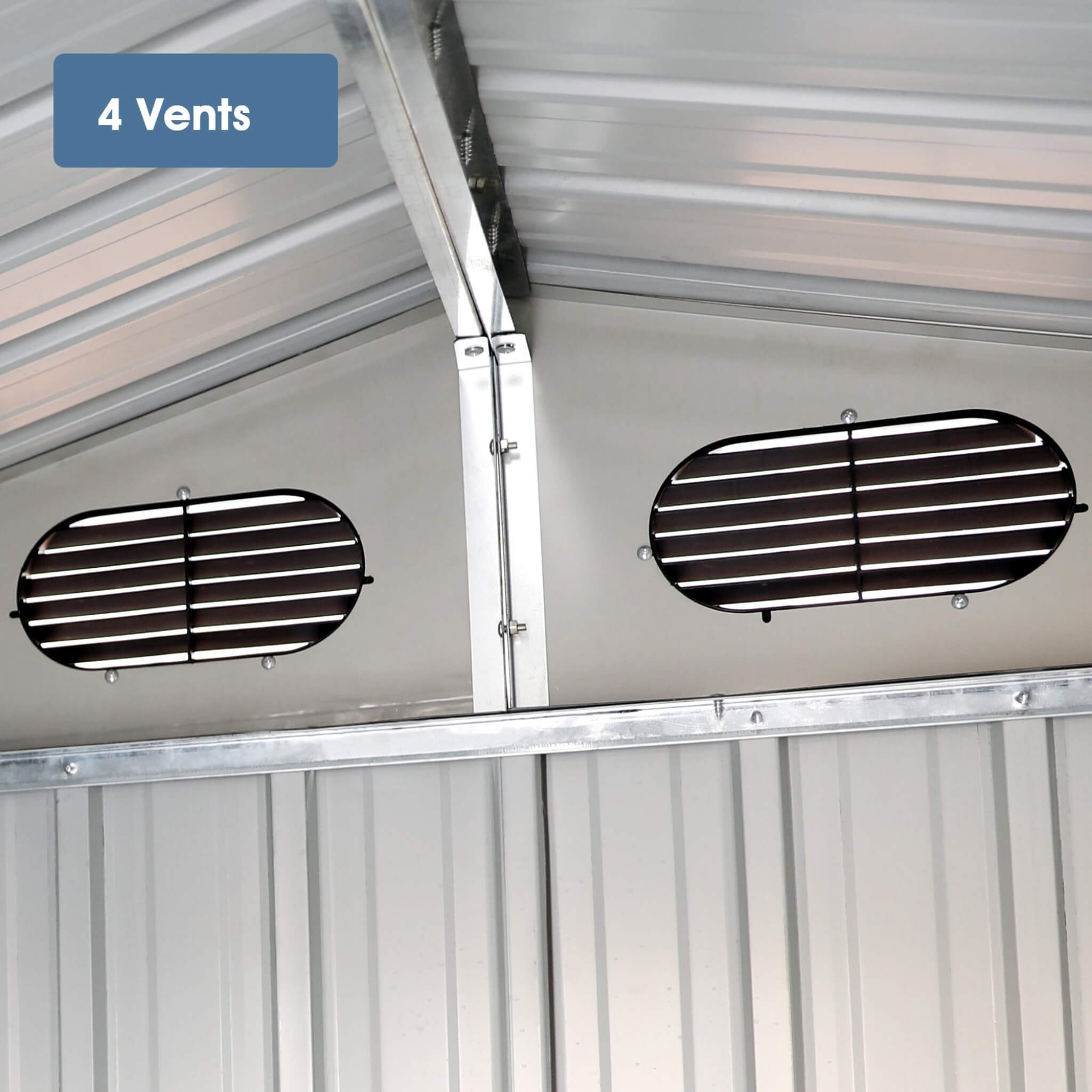 10x20ft Alora heavy-duty outdoor storage shed with air vents, showcasing a durable design for all-weather utility use.