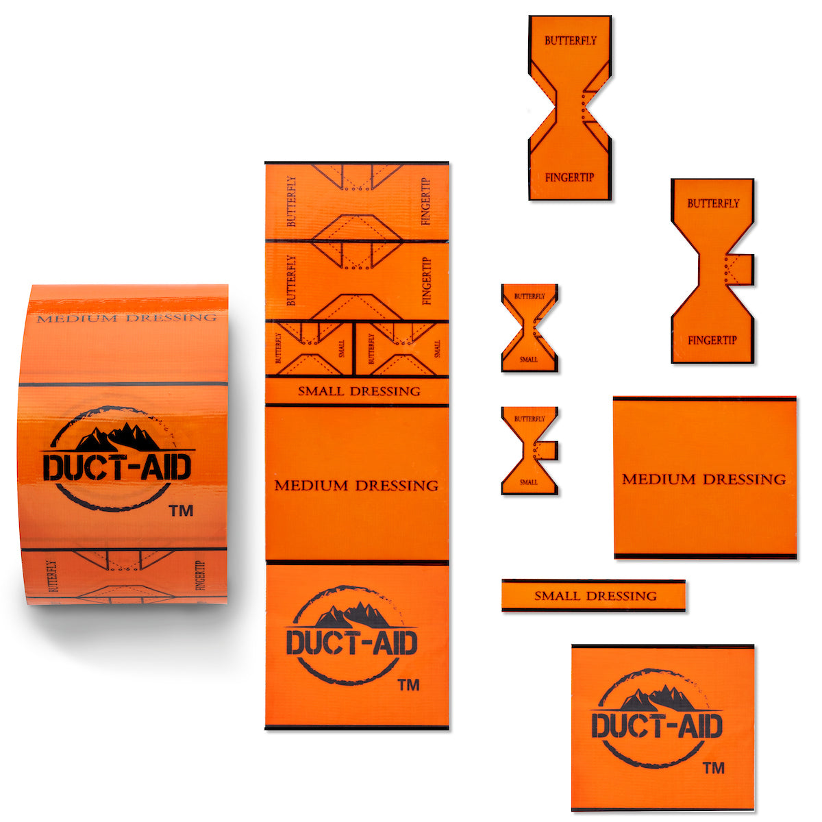 10-foot Duct-Aid travel ready tape roll on a white background, showcasing its durable and flexible design.