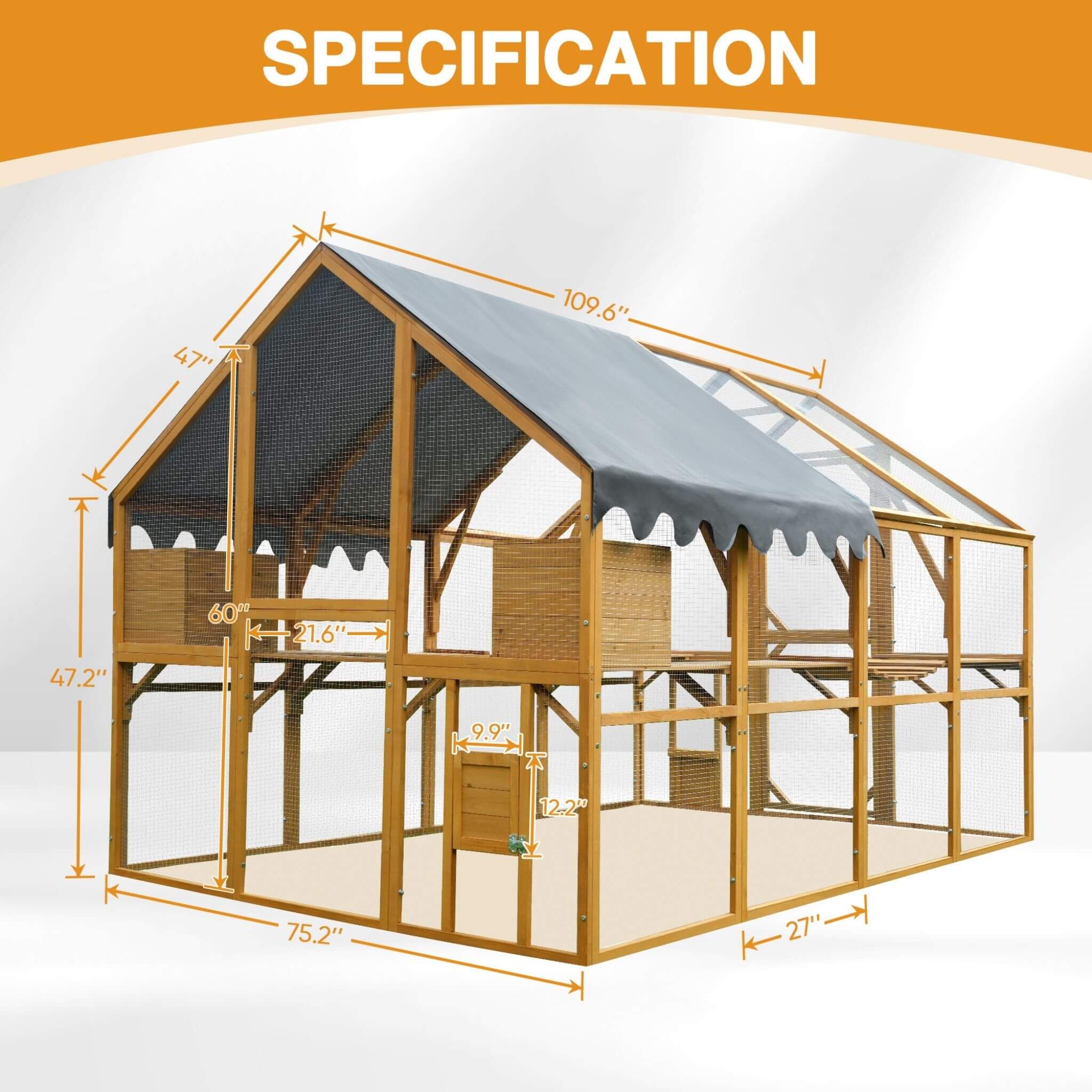 110-Inch Large Outdoor Kitten Playpen Chicken Coop With Waterproof Cover (SAK15370) - We The Collective