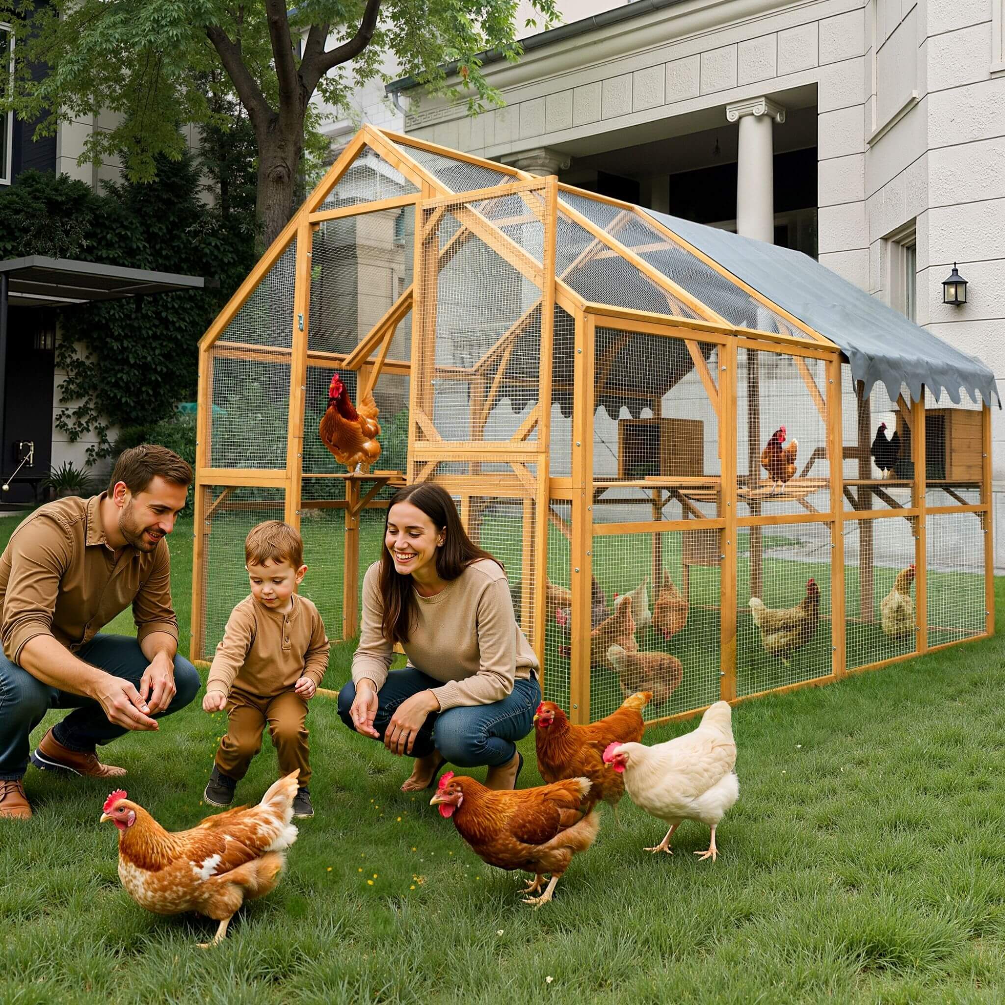 110-Inch Large Outdoor Kitten Playpen Chicken Coop With Waterproof Cover (SAK15370) - We The Collective