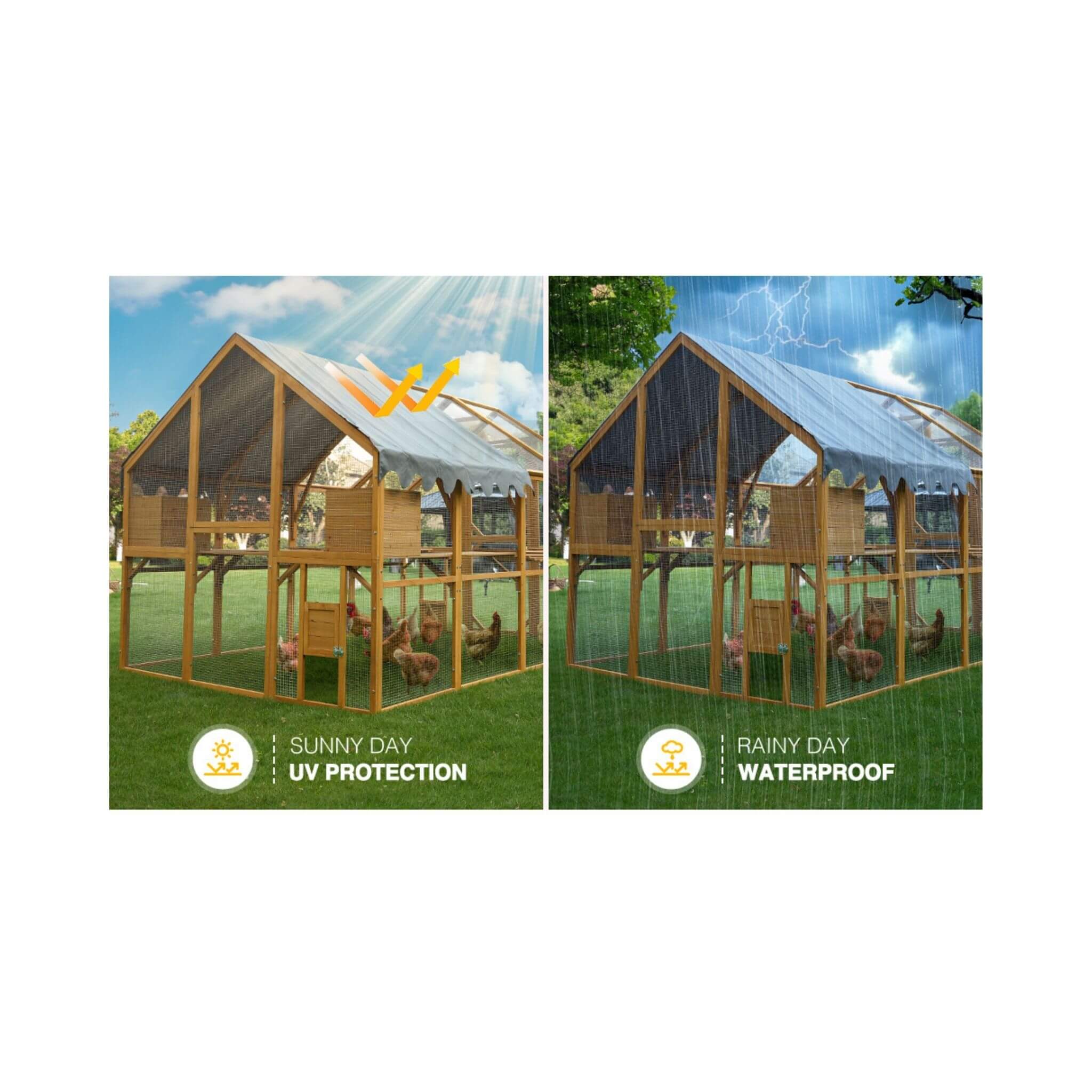 110-Inch Large Outdoor Kitten Playpen Chicken Coop With Waterproof Cover (SAK15370) - We The Collective