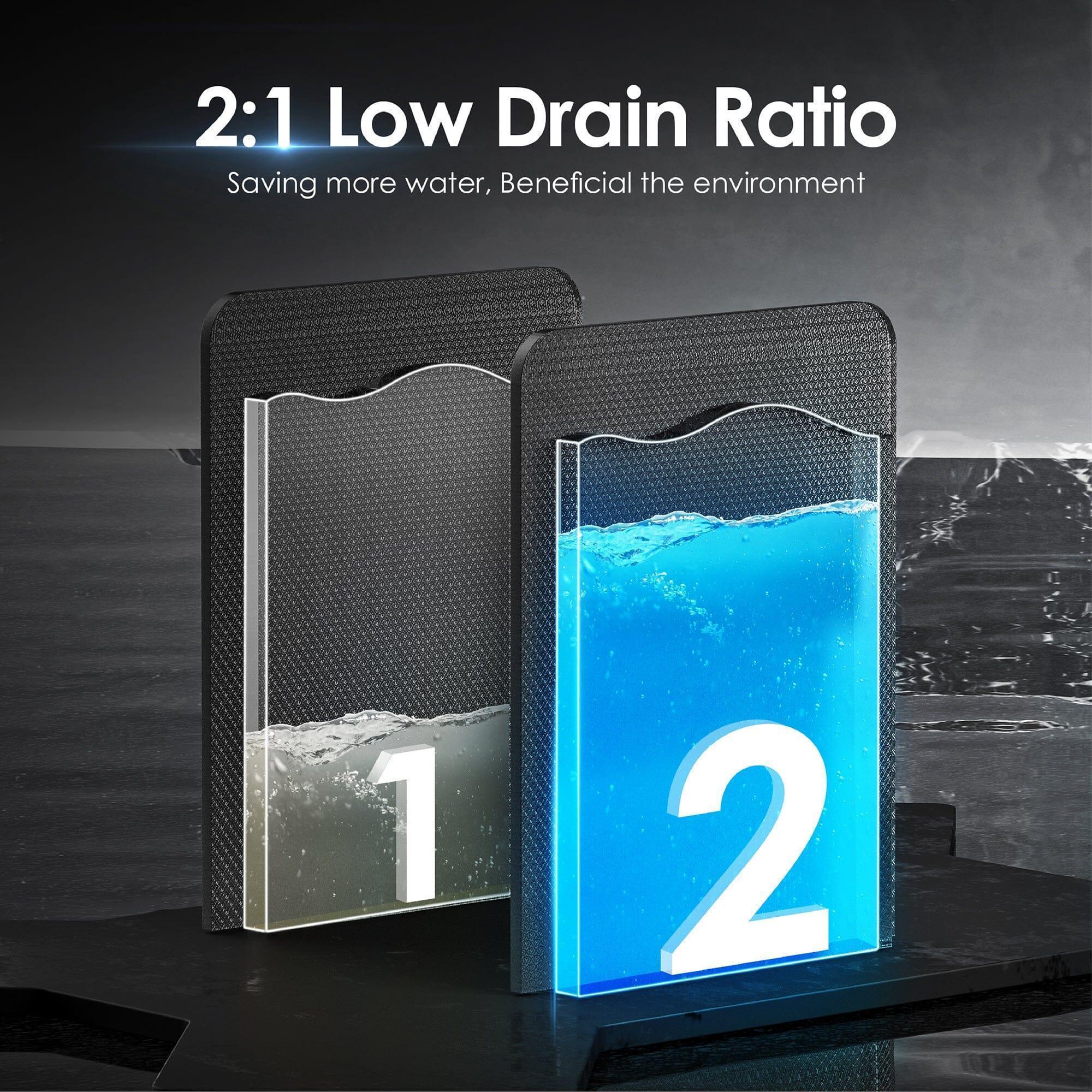 Green Vista Living Waterdrop reverse osmosis hot and cold water dispenser with sleek design and touchscreen controls.