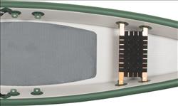 Inflatable TC16 Travel Canoe by Backcountry Sportsman, shown inflated with seating and paddles ready for outdoor adventure.