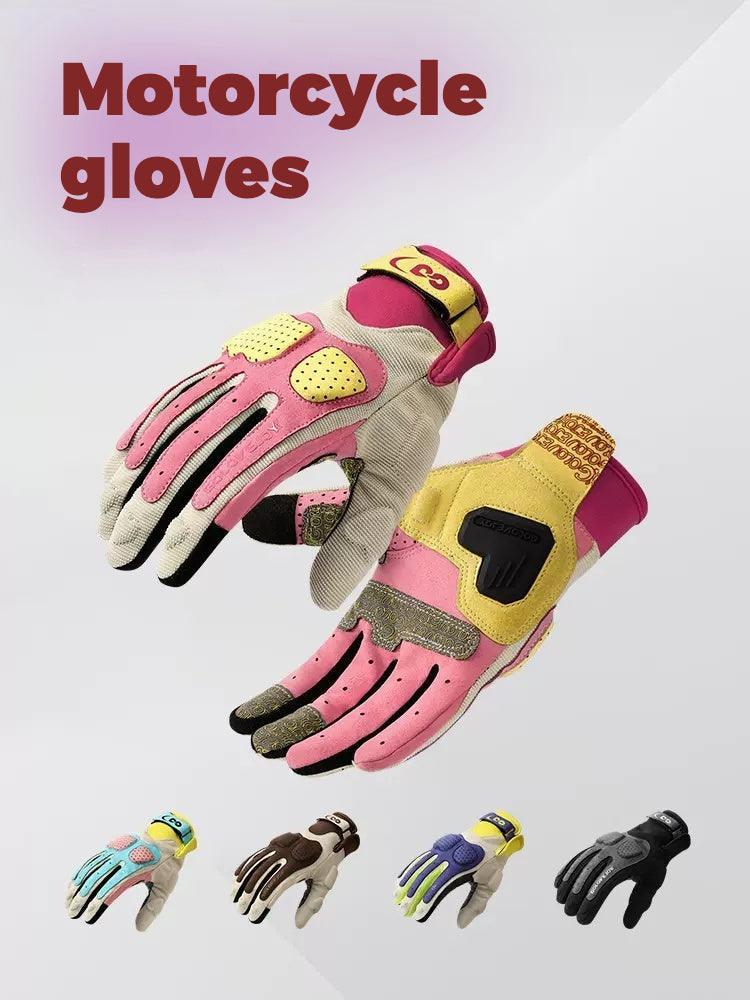 Bean's Moto Booth ColorGuard™ summer sun protection breathable motorcycle gloves with adjustable wrist straps and padded palms.