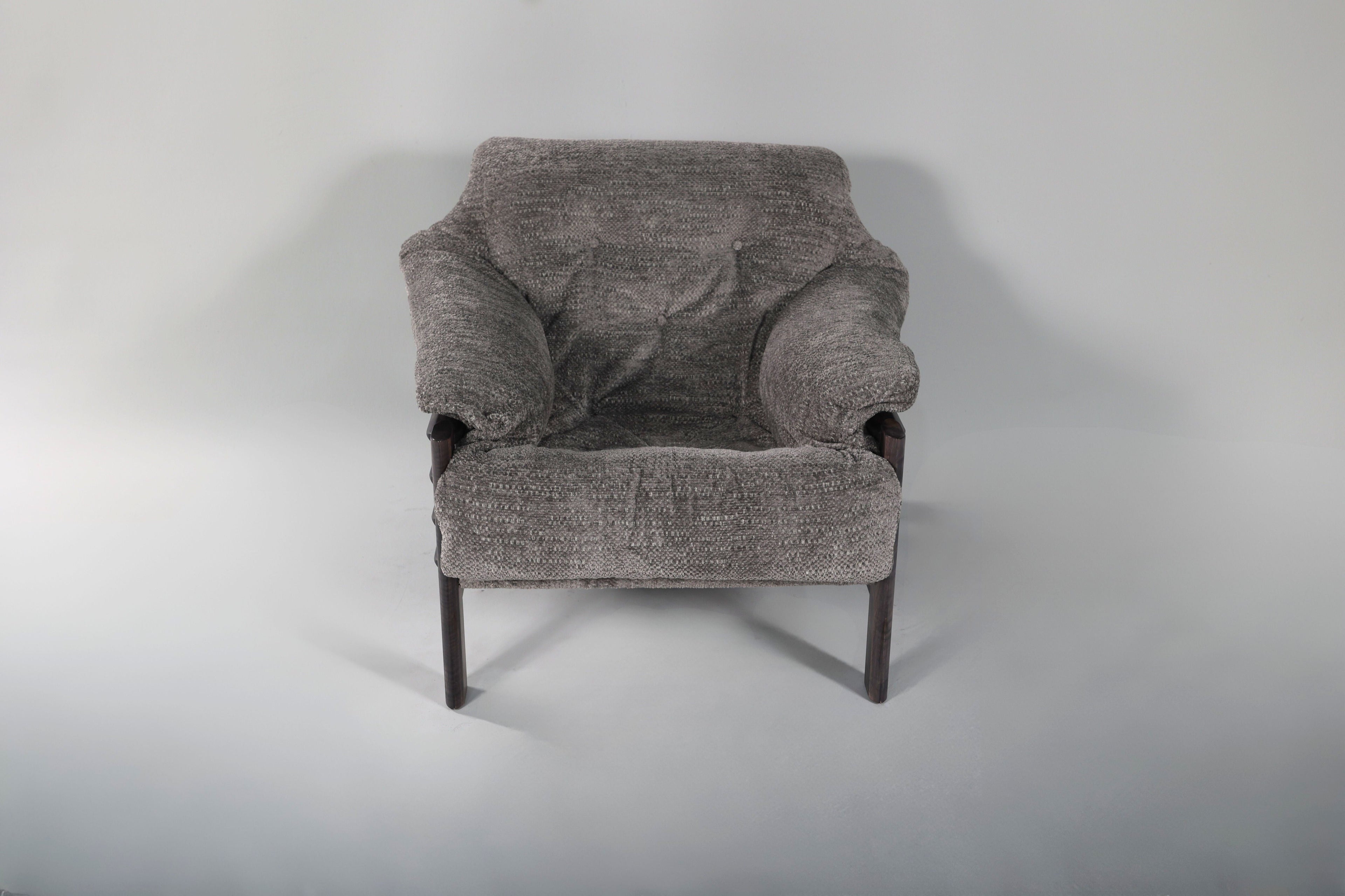 Chair & Ottoman – Taye with Tiger Maple Arms (Grey) - We The Collective