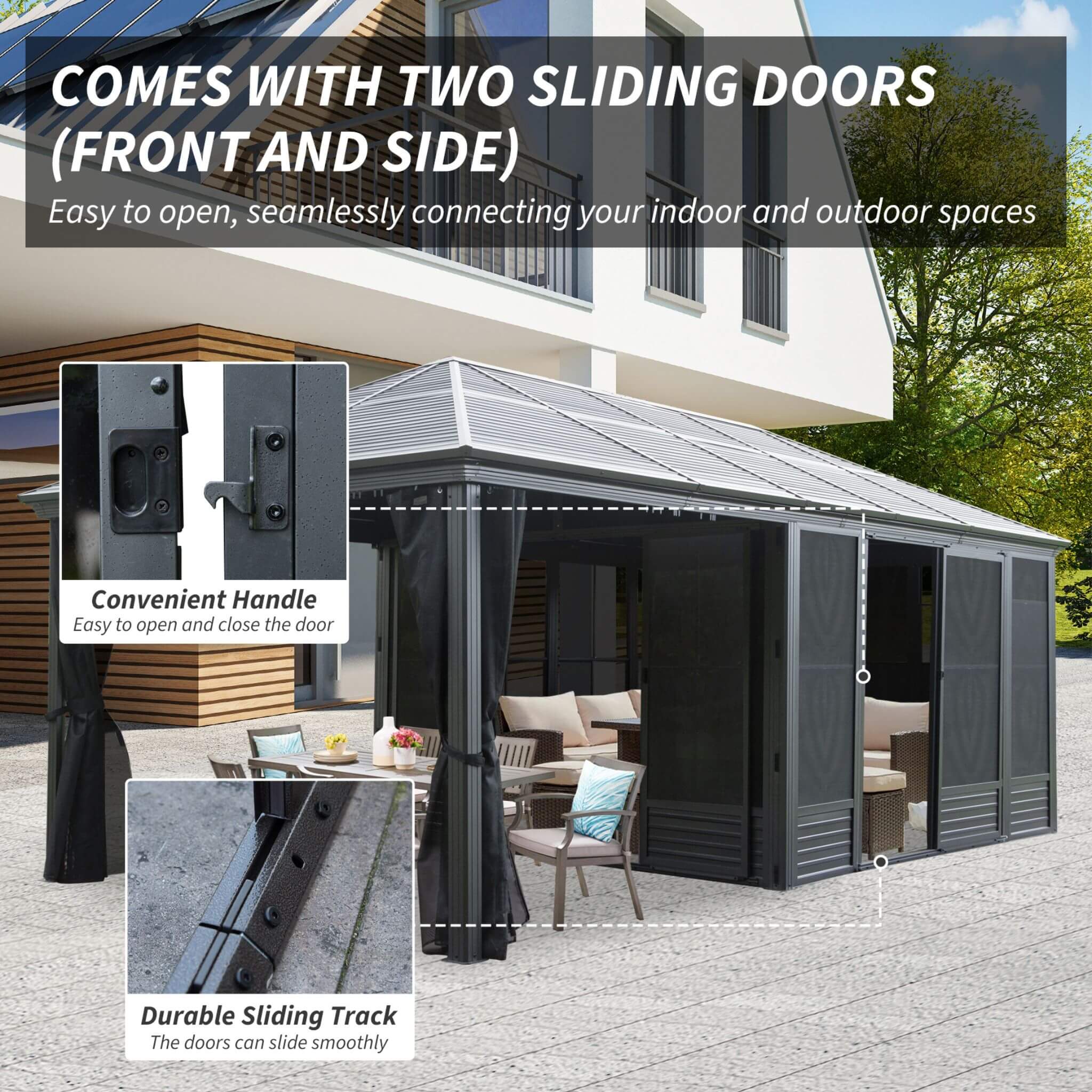 Alora Outdoor All-Season Solarium Sunroom Gazebo With Galvanized Steel Roof (SAK42018) - We The Collective