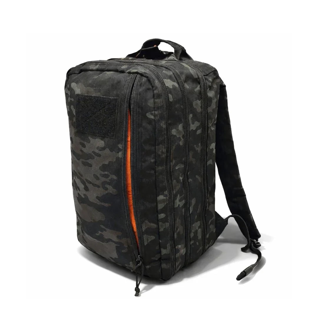 Recycled Firefighter 12 Hour Plus Backpack made from durable 500D material with multiple compartments and padded straps.