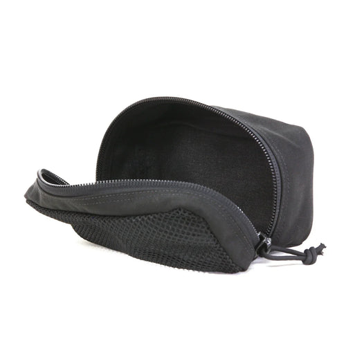 Small 12 Hour Mesh Pouch by Recycled Firefighter in durable mesh fabric, showcasing its organizational compartments.