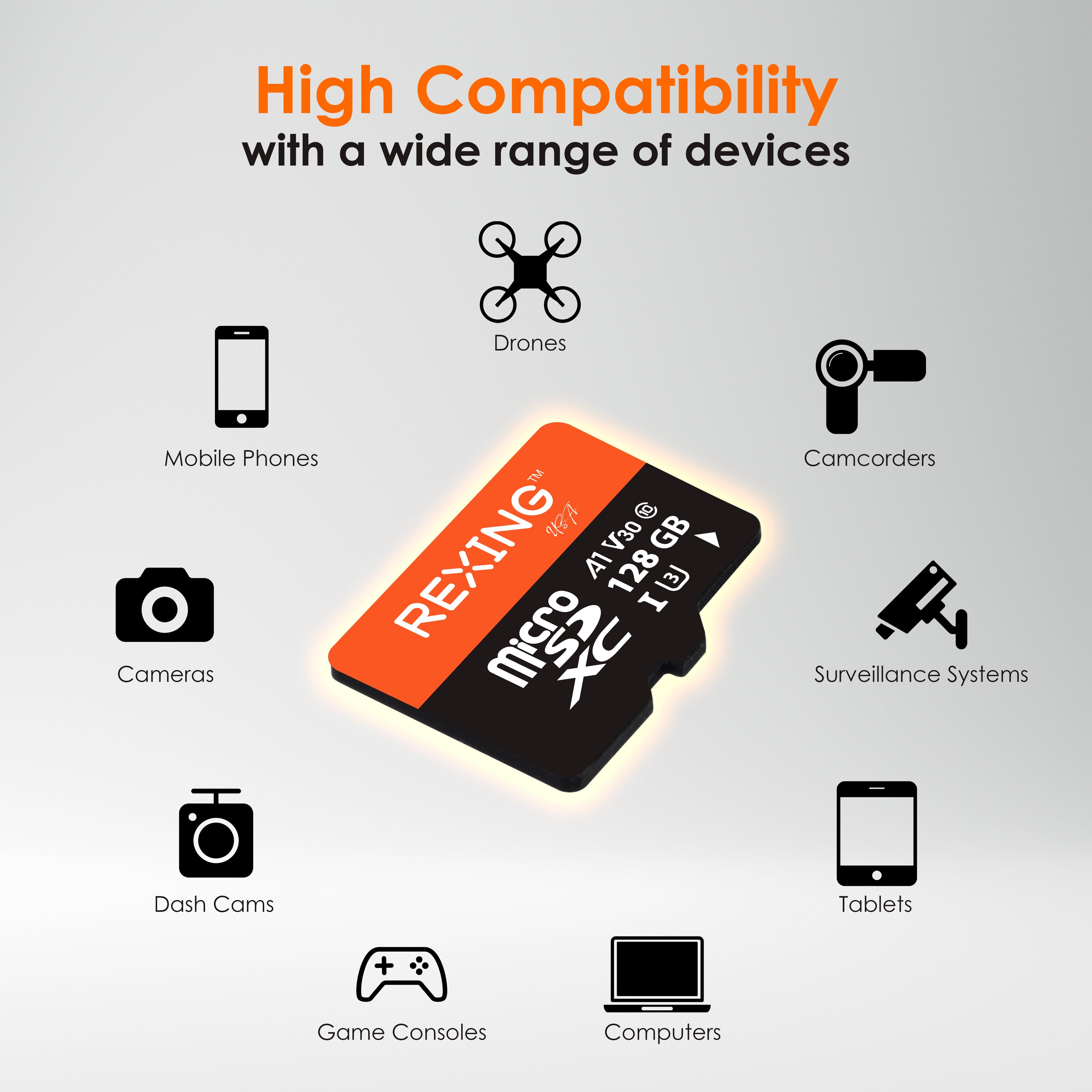 REXING microSDXC UHS-3 4K Full HD Video High Speed Transfer Monitoring SD Card with Adapter for Dash Cams, Surveillance System, Security Camera, & Body Cam - We The Collective