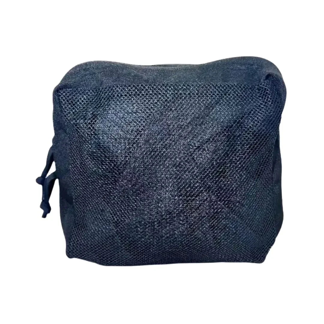Large 12 Hour Mesh Pouch by Recycled Firefighter, showcasing durable mesh fabric and spacious interior for storage.