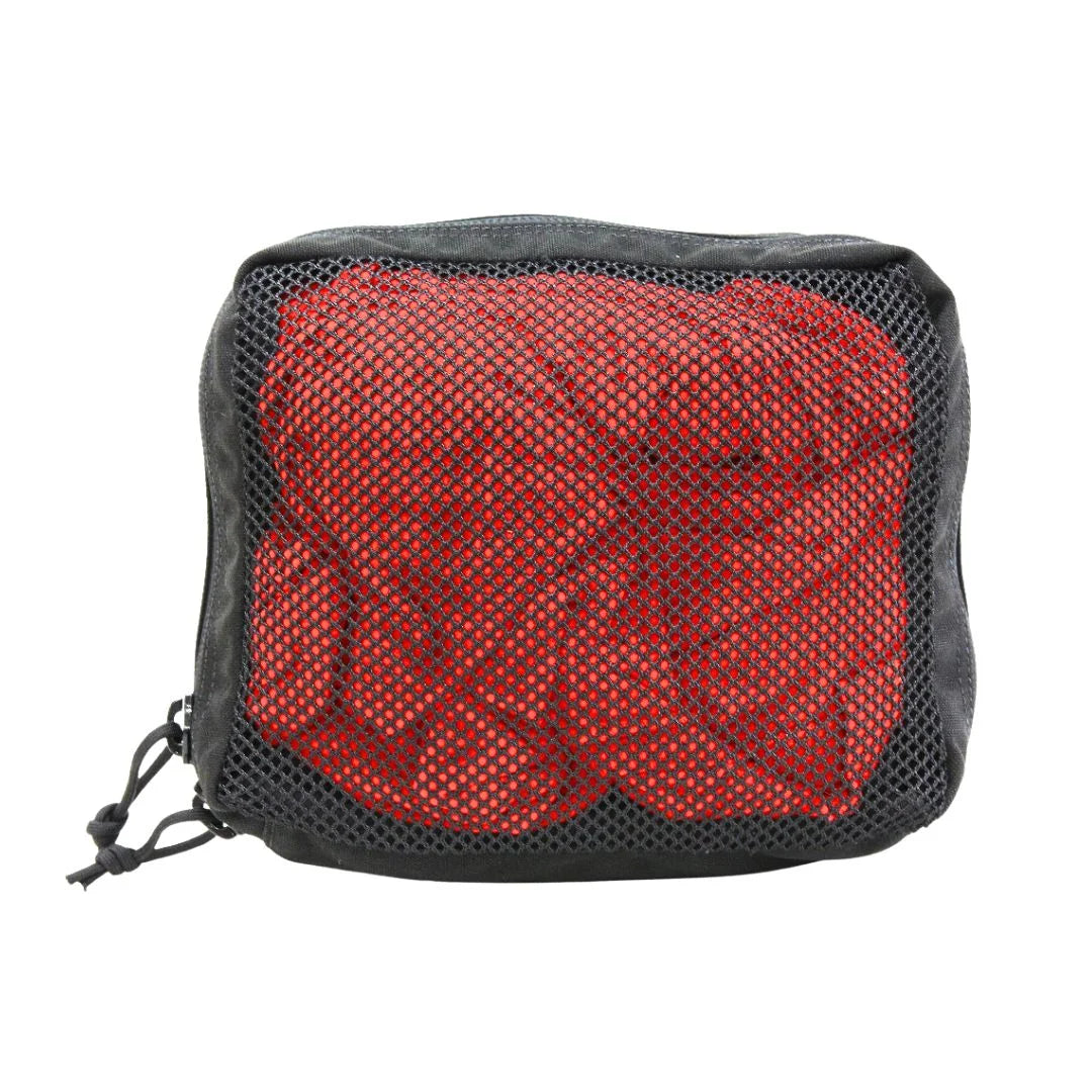 Large Recycled Firefighter 12 Hour Mesh Pouch in gray, showcasing durable mesh fabric and spacious interior for storage.
