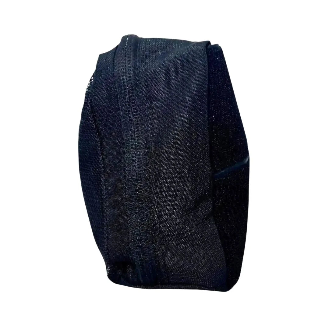 Large 12 Hour Mesh Pouch by Recycled Firefighter, showcasing durable mesh fabric and spacious interior for storage.