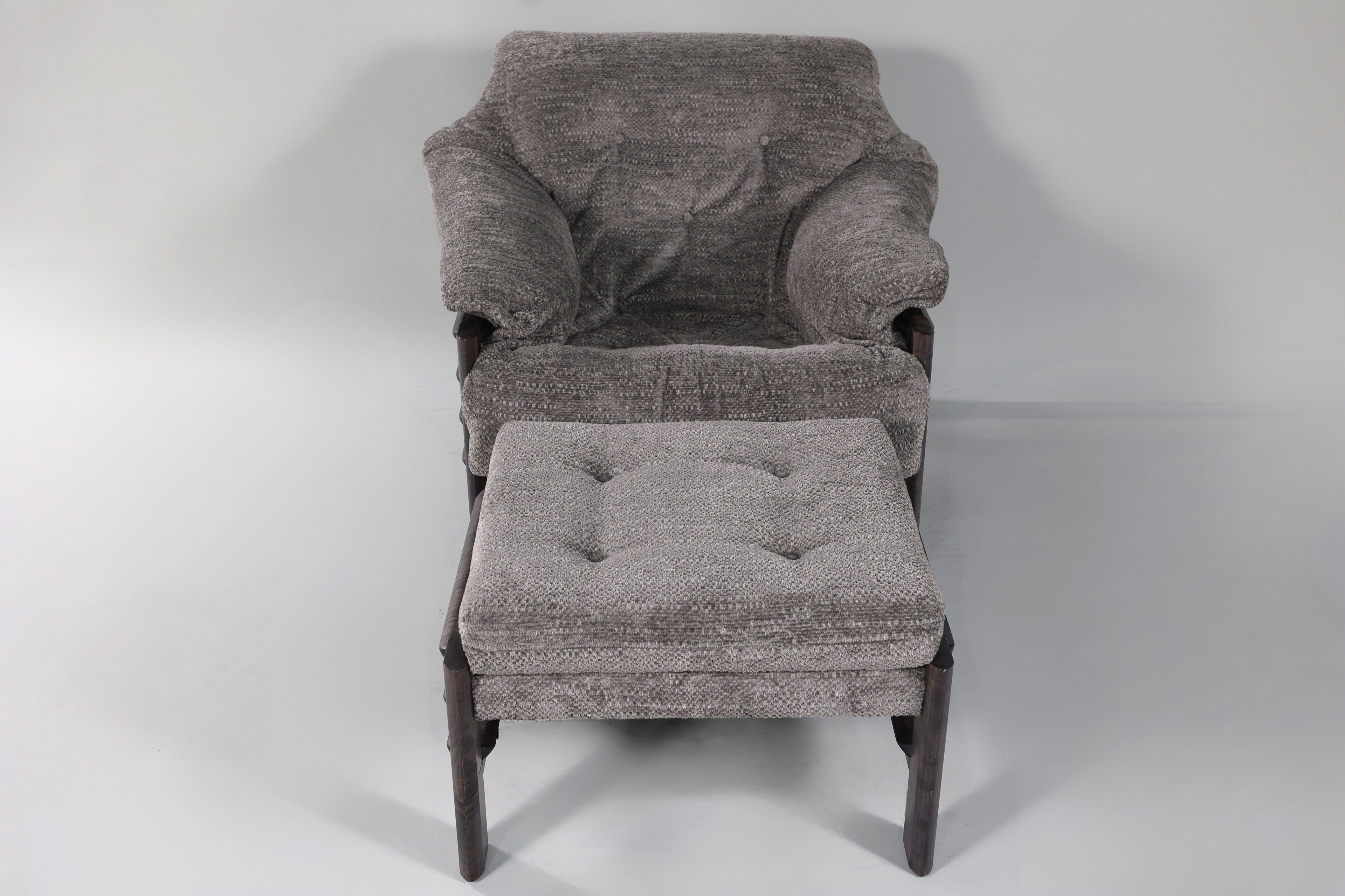 Chair & Ottoman – Taye with Tiger Maple Arms (Grey) - We The Collective