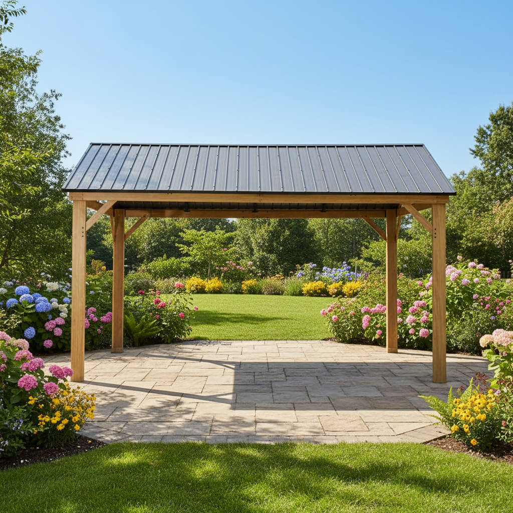 [12X14FT] Alora Hardtop All-Weather Outdoor Gazebo With Galvanized Steel Roof (SAK83261) - We The Collective
