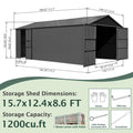Extra-Large Outdoor Heavy-Duty Metal Garage Shed With Lockable Doors (SAK14093) - We The Collective