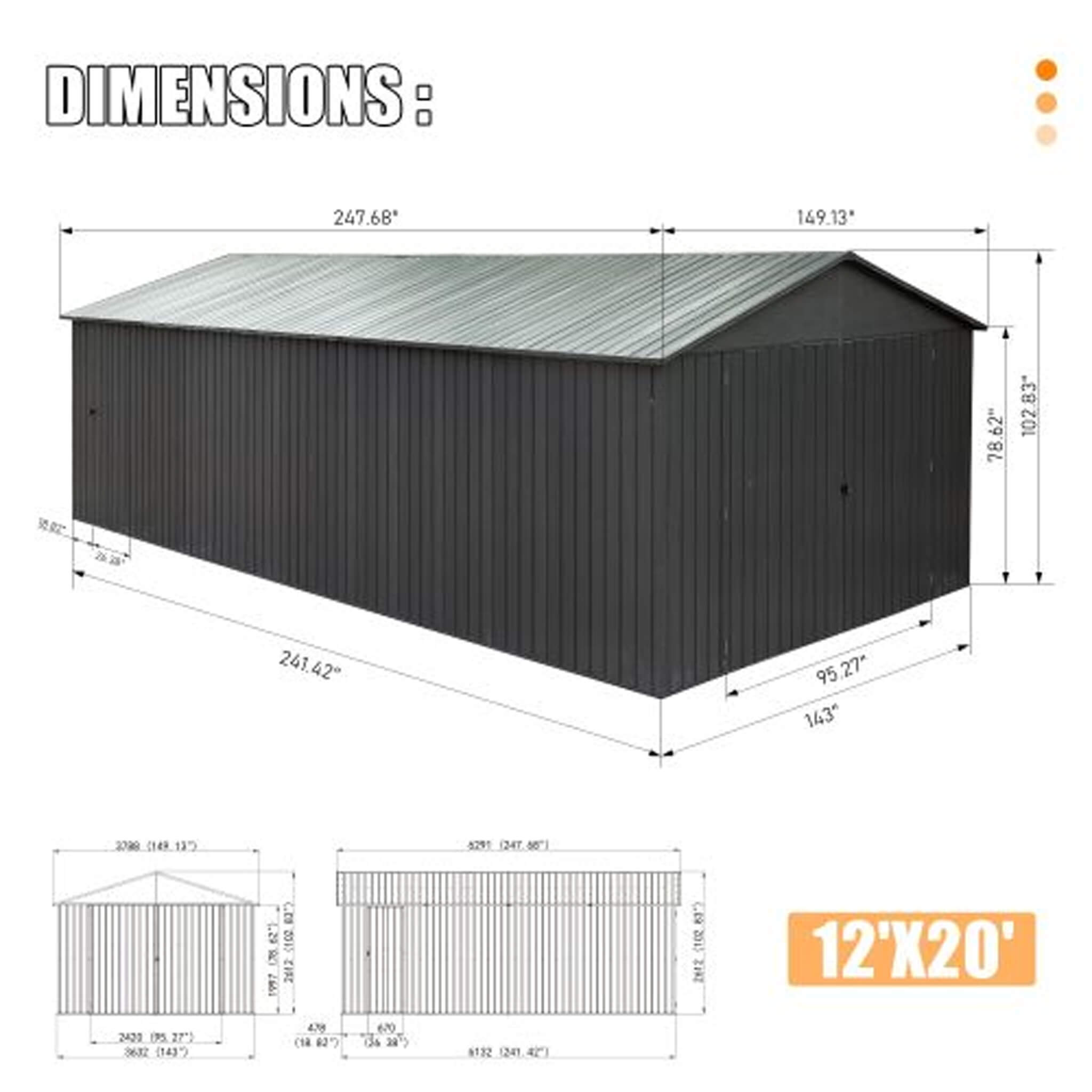 Extra-Large Outdoor Heavy-Duty Metal Garage Shed With Lockable Doors (SAK14093) - We The Collective