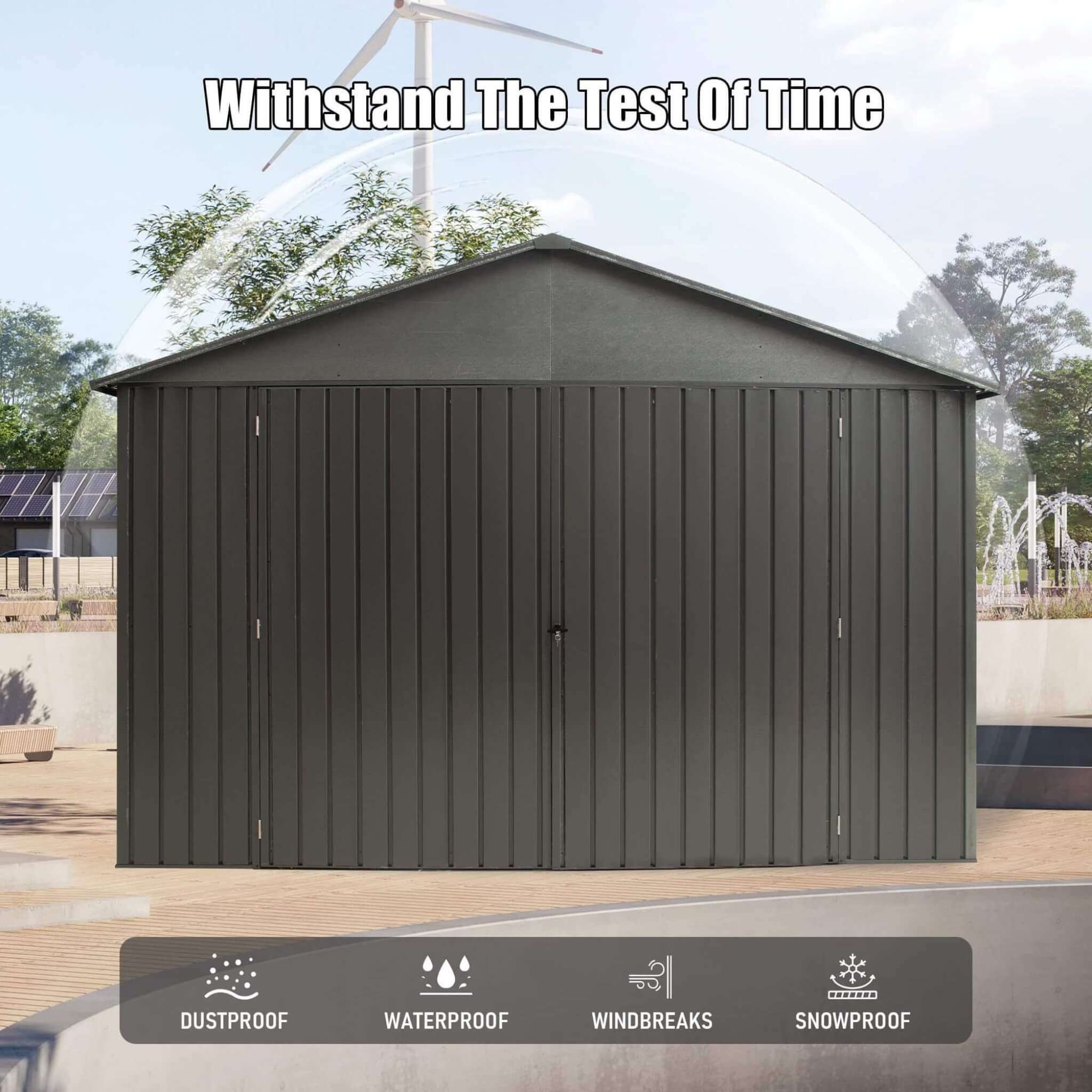 Extra-Large Outdoor Heavy-Duty Metal Garage Shed With Lockable Doors (SAK14093) - We The Collective