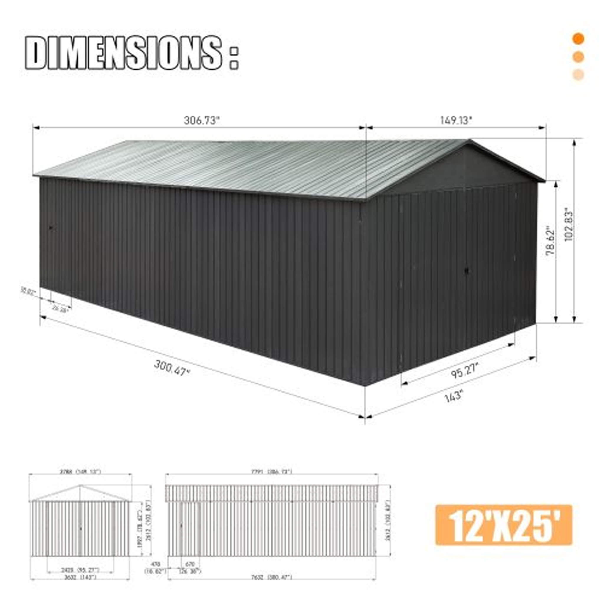 Extra-Large Outdoor Heavy-Duty Metal Garage Shed With Lockable Doors (SAK14093) - We The Collective