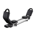 Backcountry Sportsman Thule Hullavator Pro winter and water sport roof rack with adjustable arms and loading assistance.