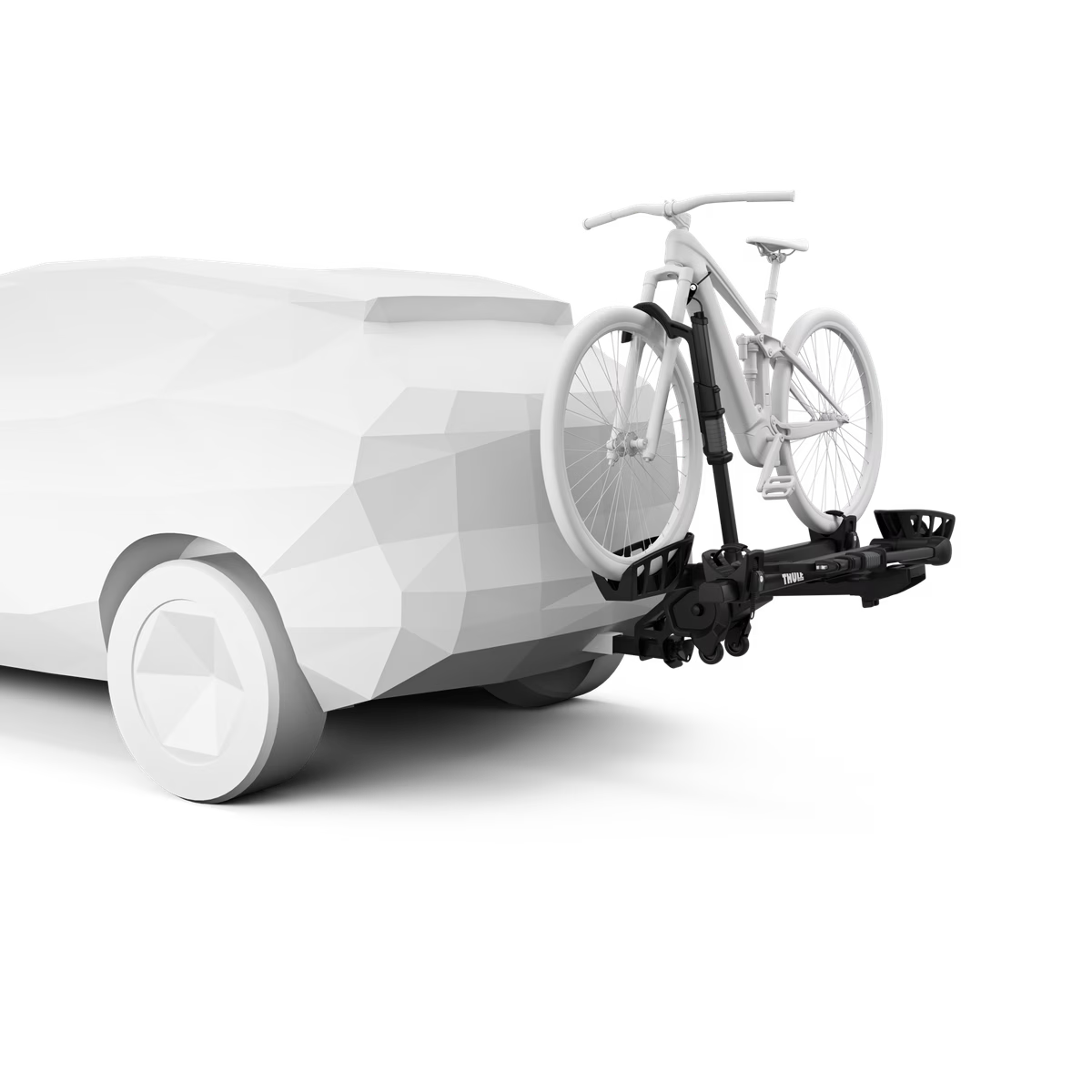 Backcountry Sportsman Thule T2 Pro XTR 2 bike rack mounted on vehicle showing its sturdy design and secure bike holding arms.
