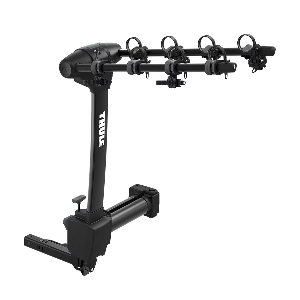 Backcountry Sportsman Thule Apex XT Swing 4 bike rack mounted on a vehicle, showing its sturdy design and easy access features