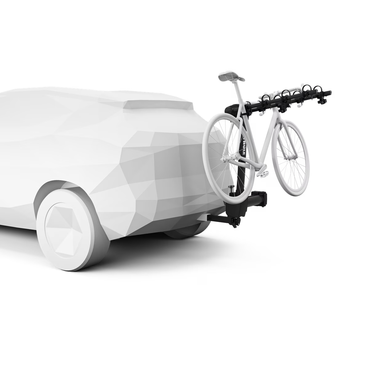 Backcountry Sportsman Thule Apex XT Swing 4 bike rack mounted on a vehicle, showing its sturdy frame and easy-swing design.