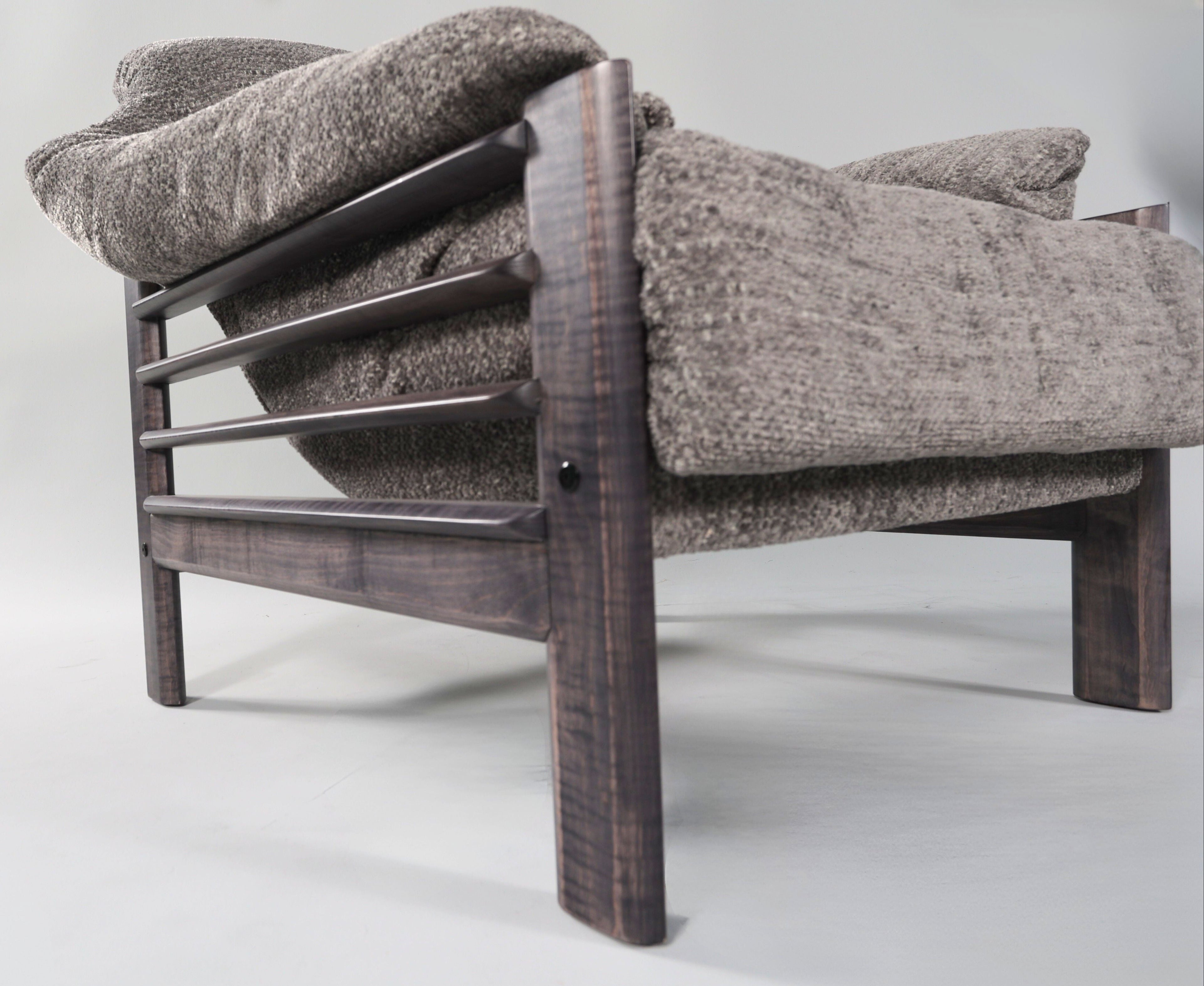 Chair & Ottoman – Taye with Tiger Maple Arms (Grey) - We The Collective