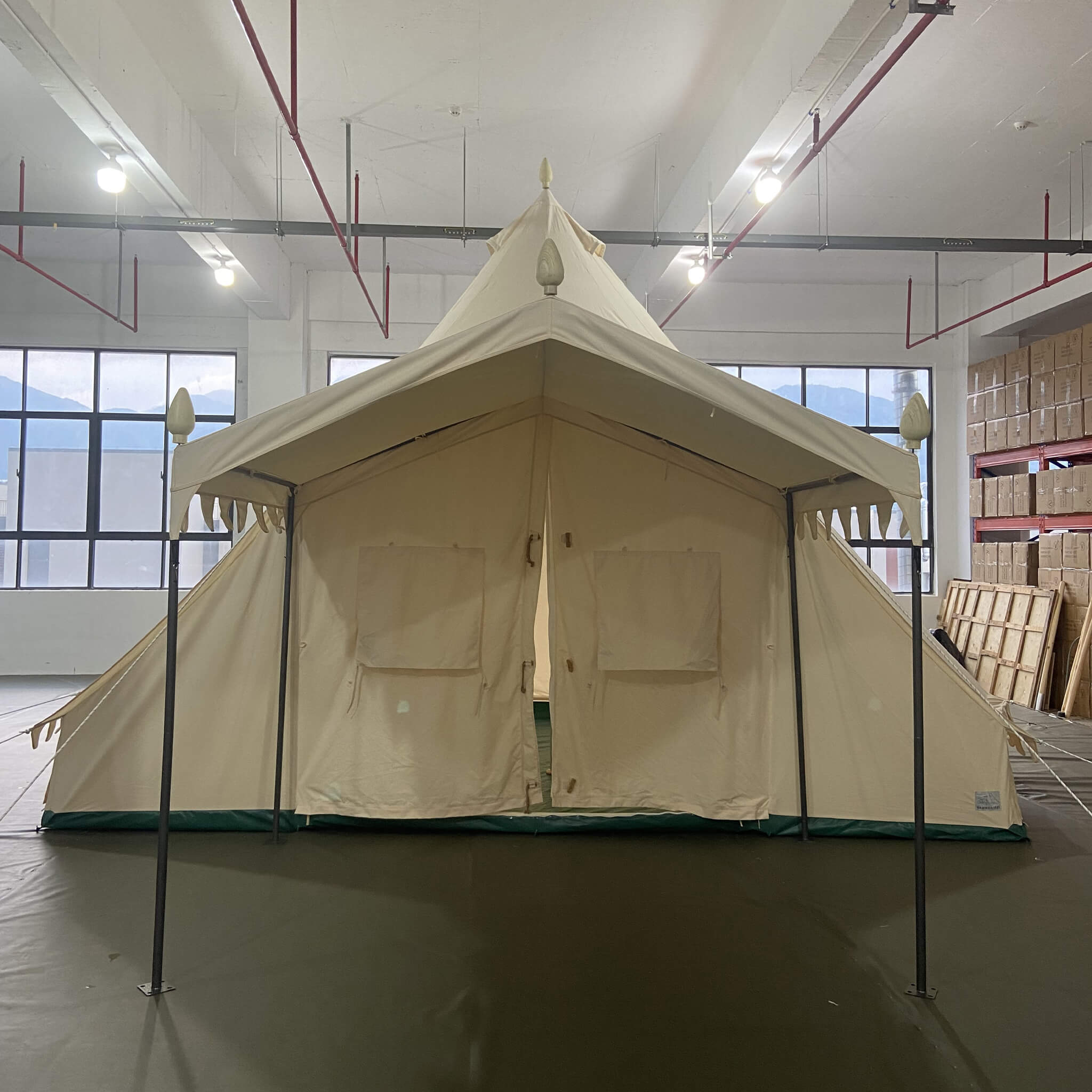 [13X19FT] Extra Large Heavy-Duty Outdoor Four Seasons Glamping Canvas Bell Yurt Tent (SAK45688) - We The Collective