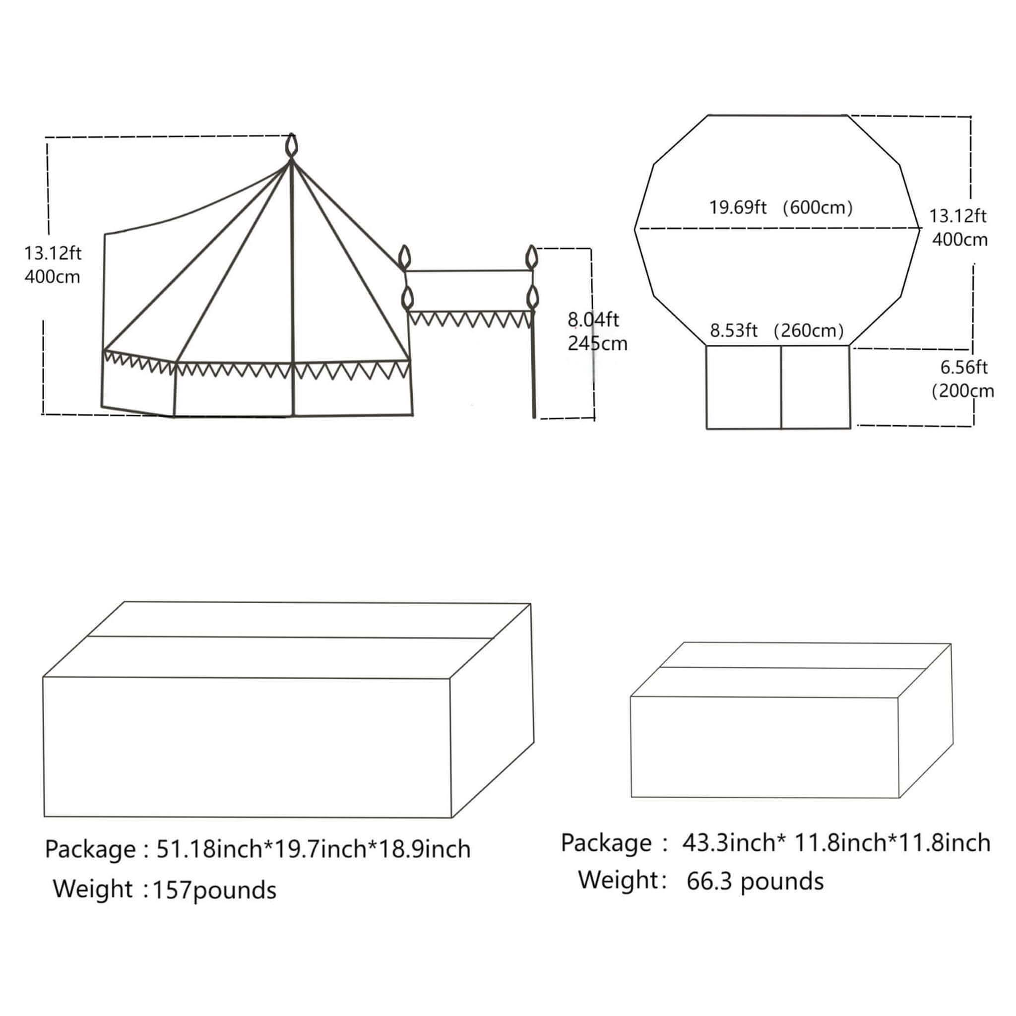 [13X19FT] Extra Large Heavy-Duty Outdoor Four Seasons Glamping Canvas Bell Yurt Tent (SAK45688) - We The Collective