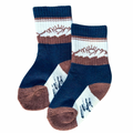 Navy blue Merino wool boot socks with "Wild" branding by Keep the Littles Wild, featuring ribbed texture and cozy fit.