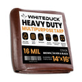 White Duck Outdoors 14x16 heavy-duty poly tarp, 16 mil thickness, durable waterproof cover with reinforced edges.