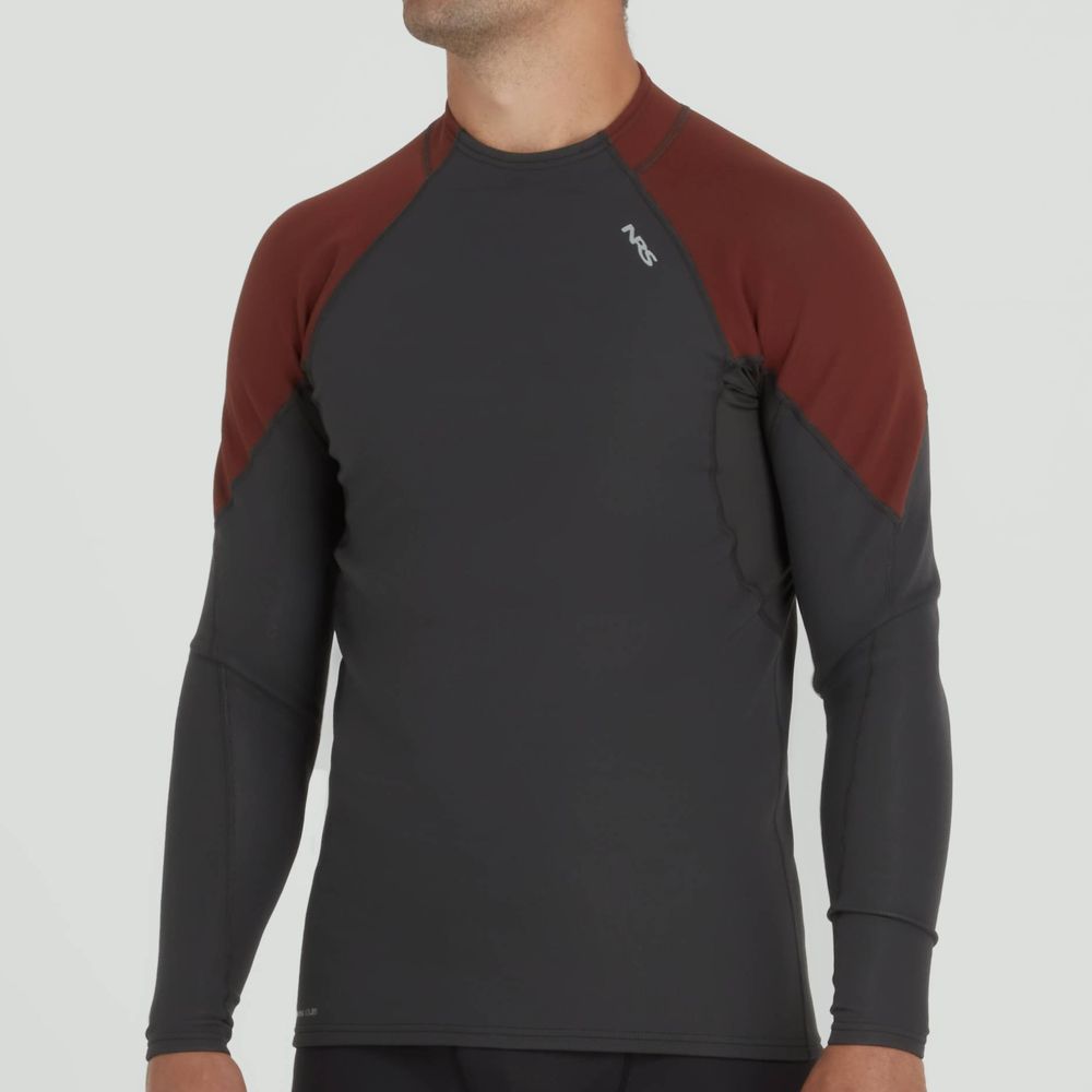 NRS Men’s HydroSkin 0.5 Long-Sleeve Shirt - Grahite/Brick