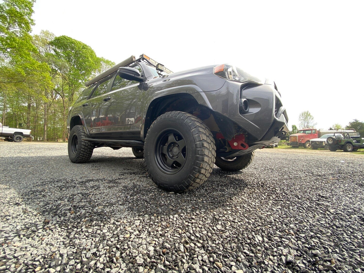 Apex Overland KDSS 5th Gen 4Runner front recovery points installed on the vehicle for off-road recovery.