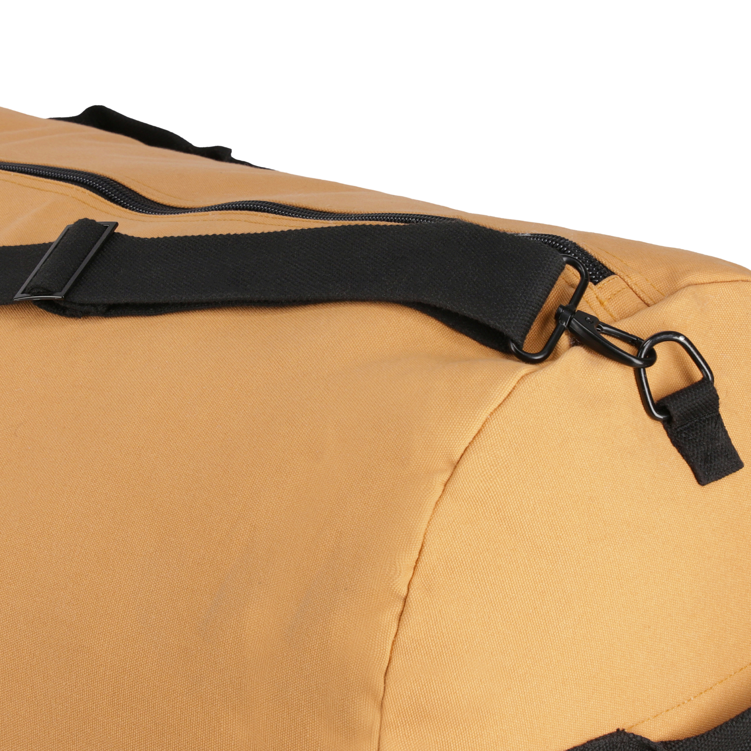 White Duck Outdoors Hoplite Canvas Duffel Bag with sturdy handles and spacious main compartment for travel and storage.