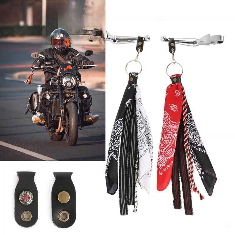 Motorcycle handlebar streamer pendant decor by Bean's Moto Booth, featuring a vintage-inspired motorcycle design for display or hanging.