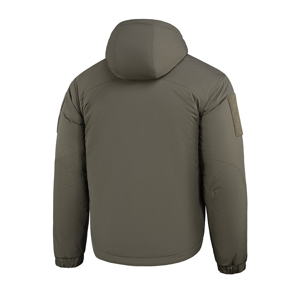 M-Tac Winter Jacket Alpha Gen.IV Pro Primaloft with insulated design, visible front zipper, and hood, suitable for cold weather.
