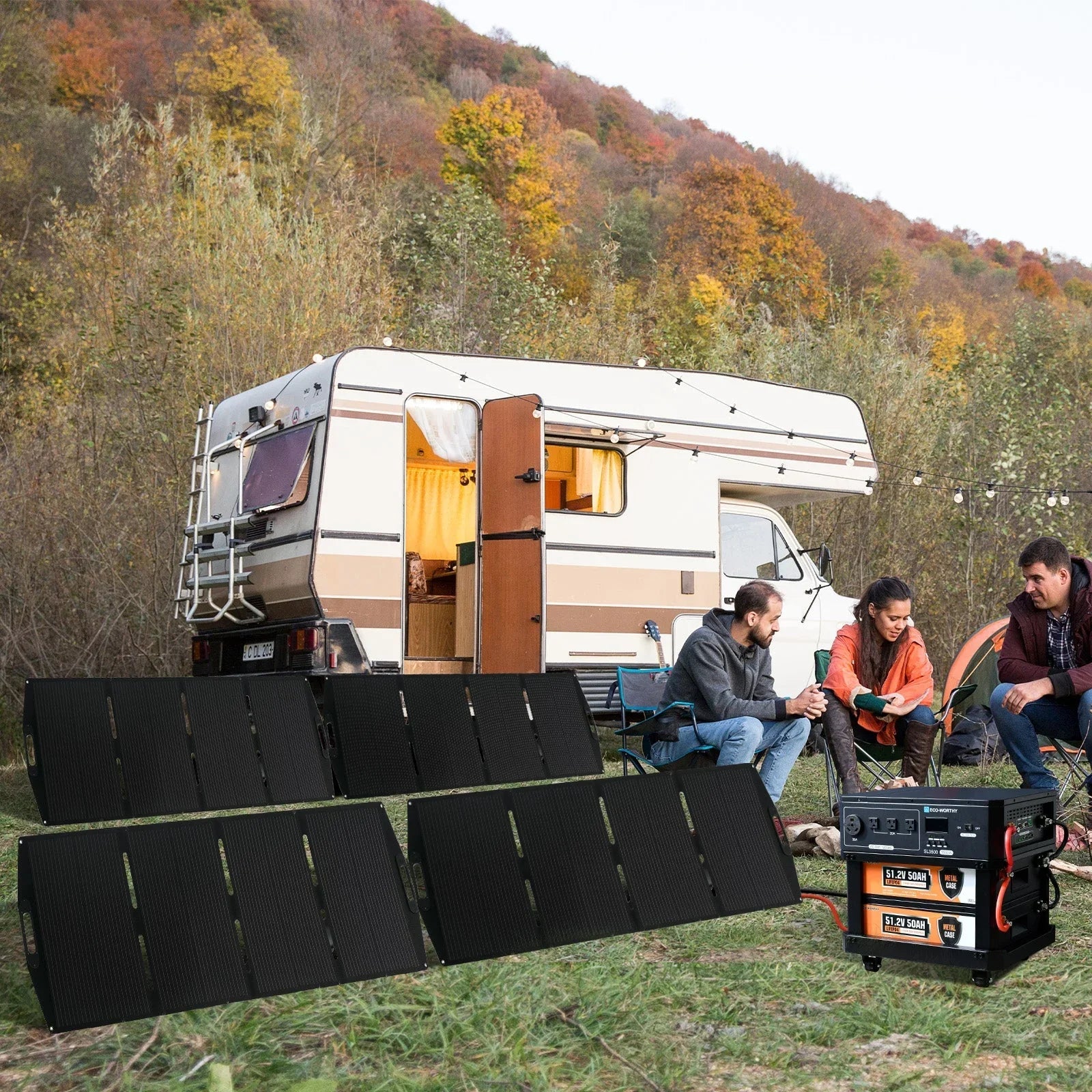ECO-WORTHY SL3500 Stackable Power Station with 4×200W Portable Solar Panels | 5120 Wh Capacity | Emergency Backup | Portable & Expandable Power & Capacity - We The Collective